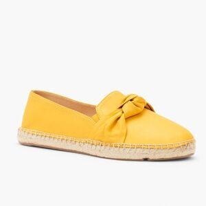New Talbots Soft Nappa Leather Izzy Knot Detail Espadrilles in Yellow Size 8.5